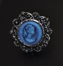 RING GEMME Kamee Cameo Antik Kameo Tracht Lady tintenblau Barock VARIABEL