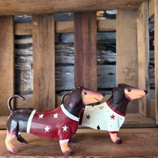 2 x Metall Hunde Dackel Figur