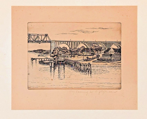 Original radierung brücke - original,
