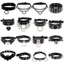 Gothic Punk PU Leder Spitzen Nieten Ring Kragen Nietenhalsband Choker Halskette