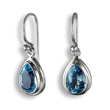 Edle Blautopas Ohrringe Echt 925er Silber Hänger blauer Topaz Design SER273