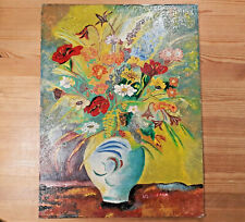 Farbenfrohes Ölgemälde, Ölbild, Blumenvase, Stillleben, lebendig gemalt,Abstrakt