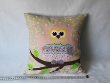 Dekokissen Eule Handarbeit Applikation  Geschenk Neu