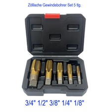 zöllisches NPT Gewindebohrer Set 5tlg 1/8" 1/4" 3/8" 1/2" 3/4"
