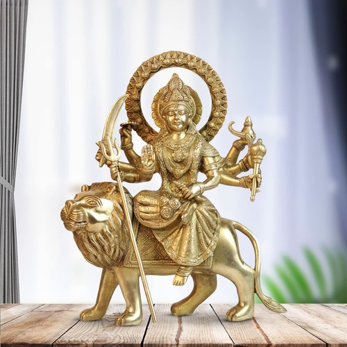 Messing maa durga idol - idol, sitzend