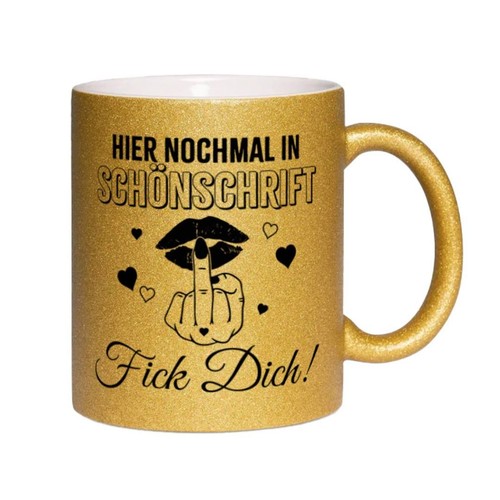 Glitzertasse mit spruch fick - glitzertasse,