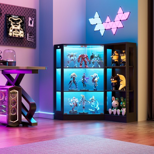 100cm eck glasvitrine mit led - 100cm,