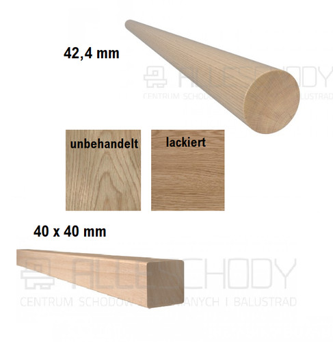 Holz handlauf eckig - holz, 40x40