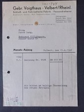 Alte Rechnung Gebr. Voigthaus-Velbert/Rheinl. Schloss & Fahrradteile Fabrik 1942
