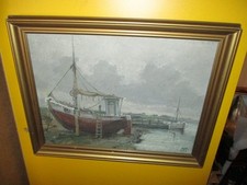 Altes Gemälde Fischerboot im