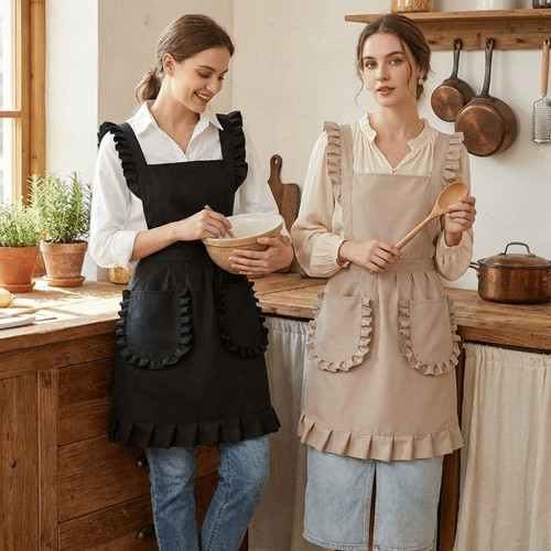Rüschen kochschürze kaffee - rüschen,