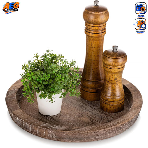 Deko tablett rund - rund, holz