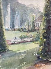 Prof Dr Alfred Behle 1935-97 Personen im Park Fontäne Hamburg Impressionismus