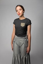 Damen T-Shirt LEOPARD Taschen