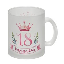 Happy Birthday 18 Krone Glas Tasse