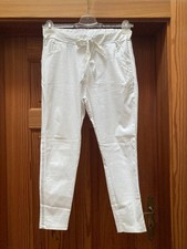 Italy Jogpants 3/4 Schlupfhose Baggy weiß Hose Gr. L Gummizug Zierstreifen