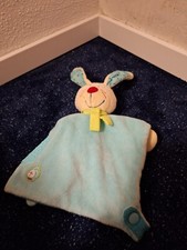 HABA Schmusetuch Kuscheltuch Hase Teddy blau & hellblau Beißplatte 
