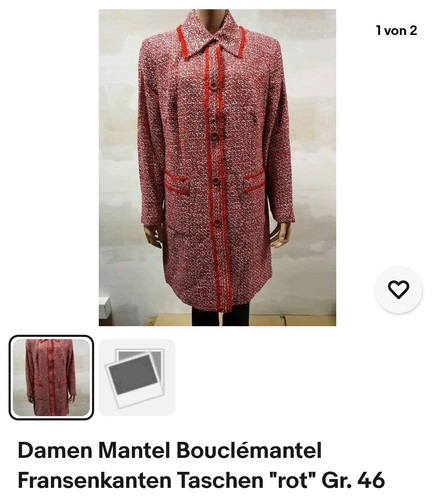 Damen mantel bouclé - 46, neu