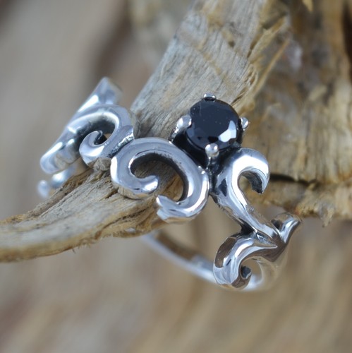 925 silber ring mit schwarzem - 925,