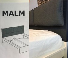 Ikea MALM Kopfteilbezug mit 2 Kissen, Idekulla dunkelgrau, Standard King