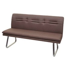 Esszimmerbank HWC-H70, Sitzbank Polsterbank, Textil Edelstahl, braun 160cm