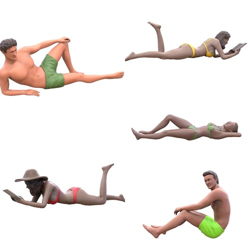 Strand urlauber figuren set - strand,
