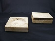 N268#88 2-teiliger Raucherset Naturstein Travertin Aschenbecher Zigarettenbox