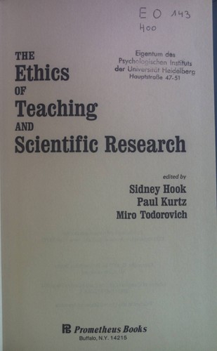 The ethics teaching and - of,