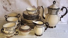 31-tlg. Kaffee-/Teeservice Mitterteich Bavaria Silberdekor MIT87, 1940er Jahre