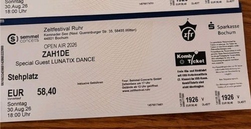 1xzahide konzert ticket - konzert,