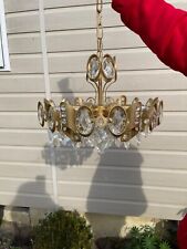 479/ Schöne PALWA Sciolari Messing Bleikristall  Kronleuchter 6 Flammig