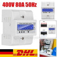 LCD Drehstromzähler Stromzähler 3 Phasen 4 Draht 80A Geeicht Für Din Hutschiene