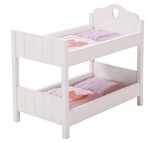 Puppenetagenbett 'Fienchen' Puppenbett teilbar weiß lackiert inkl. textiler A...