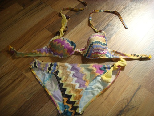 Bikini b gelb gemustert - bikini,