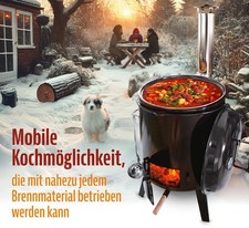 Gulaschkanone Eintopfofen mit Grillfunktion 15 Liter emailiert mit Deckel Kochen