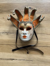 Original venezianische Maske Harlekin orange gold, handbemalt