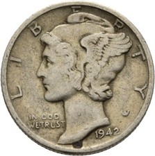USA Liberty One Dime 1942 S