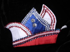 Narrenkappe Karneval,  Fasching, rot  mit Silberlitzen,  Dreispitz , Einheitsgr