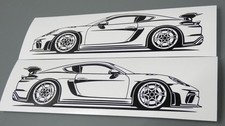 Aufkleber Silhouette Porsche 718 Cayman GT4 RS Sticker Pärchen Set Schwarz neu