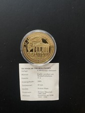 Gedenkprägung / 20 Jahre Mauerfall vergoldet in Kapsel