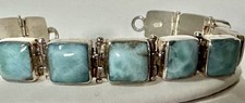 Echter Larimar Rechteck Armband aus 925er Silber