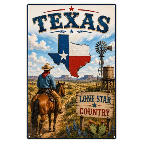 Blechschild 20x30cm texas lone - blechschild,