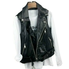 Damen Kunstleder Weste Mantel
