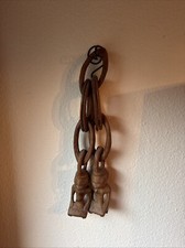 Afrikanische Holzfiguren - Skulptur Statue geschnitzt Frau / Mann hockend knieen