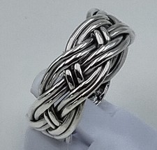 massiv Sterling Silber 925 geflochtener Ring aus kräftigem Silberdraht luftig