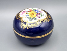Meissen Porzellan Deckeldose Dose, Amsterdamer Art kobaltblau Blumen vergoldet