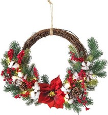 LED-Dekokranz Weltbild Weihnachtsstern Dekorierter Rattankranz Ø 40 cm B-WARE