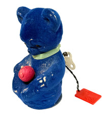 Teddy Bär Aufzug mechanisch Laufpuppe DDR FUNKTIONSTÜCHTIG 12cm SEHR SELTEN /P11