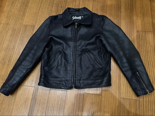 Schott black leather single - black,