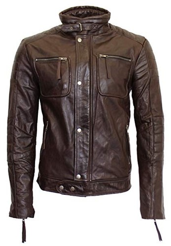 Braune herren lederjacke milan - lederjacke,
